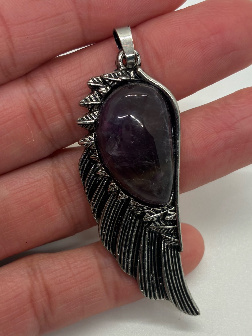 AMETHYST FEATHER WING PENDANT